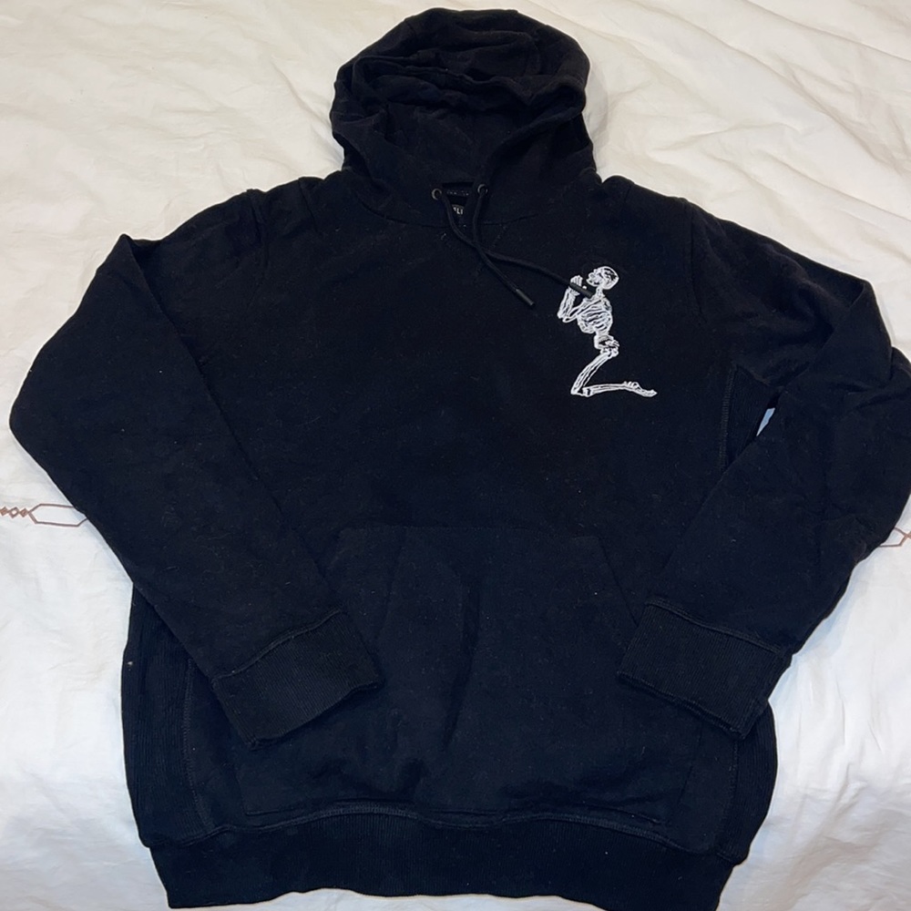 Religion Praying Skeleton Mens Hoodie - Picture 2 of 6